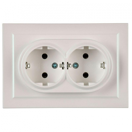 Розетка 2-м СП BRITE РС12-3-БрЖ 16А в сборе с заземл. без защ. шторок жемчуж. IEK BR-R21-16-K36-F