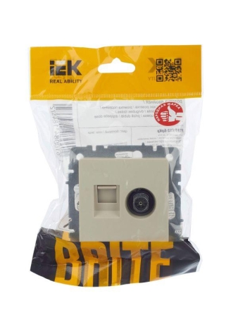 Розетка компьютерная + телевизионная 2-м Brite РТВ/РК12-БрКр RJ45 кат.5E + TV механизм беж. IEK BR-AK20-1-K10 Розетка компьютерная + телевизионная 2-м Brite РТВ/РК12-БрКр RJ45 кат.5E + TV механизм беж. IEK BR-AK20-1-K10