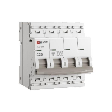 Выключатель автоматический модульный 4п C 20А 6кА ВА 47-63N PROxima EKF M636420C Выключатель автоматический модульный 4п C 20А 6кА ВА 47-63N PROxima EKF M636420C