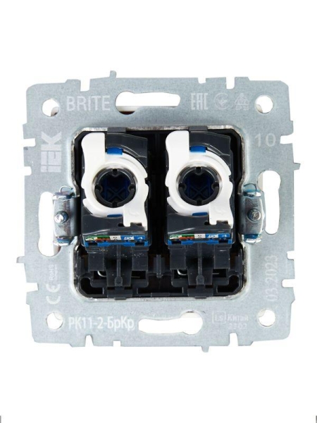 Розетка компьютерная двойн. СП RJ45 кат.6 BRITE РК11-2-БрКр механизм беж. IEK BR-K20-2-K10 Розетка компьютерная двойн. СП RJ45 кат.6 BRITE РК11-2-БрКр механизм беж. IEK BR-K20-2-K10