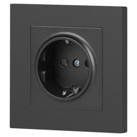 Розетка 1-м СП Accent 6-202-07 16А IP20 250В 2P+E Schuko графит Intro Б0063697 Розетка 1-м СП Accent 6-202-07 16А IP20 250В 2P+E Schuko графит Intro Б0063697