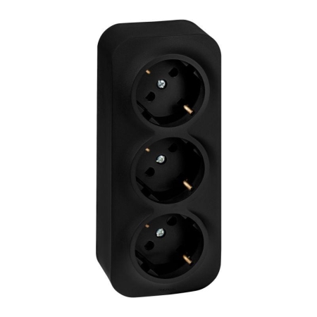 Розетка 3-м ОП Quteo 16А IP20 250В 3х2P+E с заземл. защ. шторки черн. матов. IEK 782473