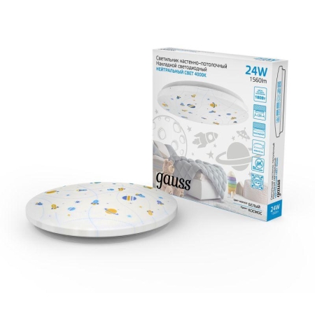 Светильник светодиодный 380х63 24Вт 4000К IP20 1560Лм круг (динозавр) настенно-потолочный накладной GAUSS 941411224D Светильник светодиодный 380х63 24Вт 4000К IP20 1560Лм круг (динозавр) настенно-потолочный накладной GAUSS 941411224D