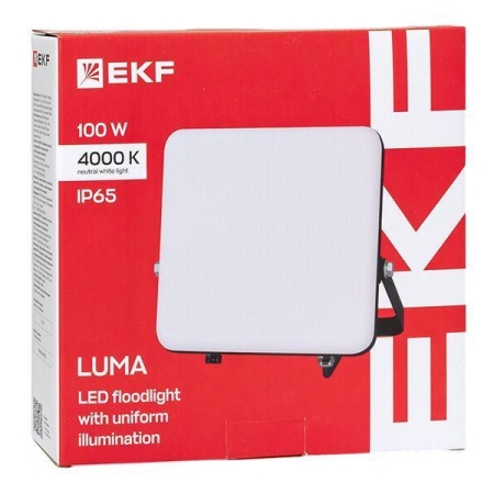 Прожектор светодиодный СДО-4005 100Вт 4000К IP65 с равномерной засветкой LUMA EKF FLL-4005-100-4000 Прожектор светодиодный СДО-4005 100Вт 4000К IP65 с равномерной засветкой LUMA EKF FLL-4005-100-4000