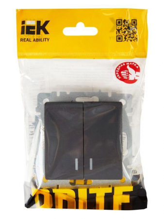 Выключатель 2-кл. СП BRITE ВС10-2-1-БрГ 10А с индик. механизм графит IEK BR-V20-1-10-K53 Выключатель 2-кл. СП BRITE ВС10-2-1-БрГ 10А с индик. механизм графит IEK BR-V20-1-10-K53