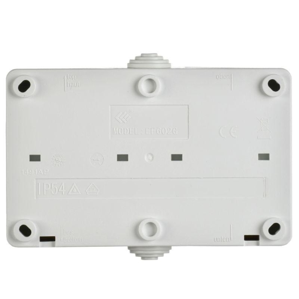 Розетка 2-м ОП Форс РСб22-3-ФБ 16А IP54 с заземл. защ. шторки бел. IEK ERS22-K01-16-54-DC