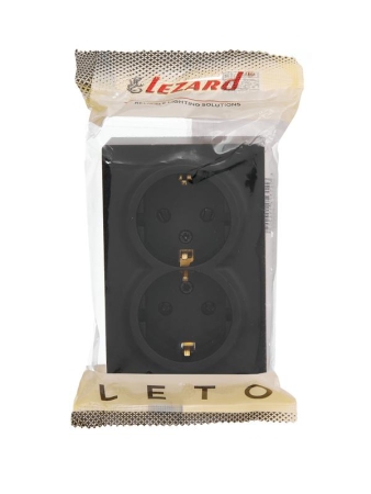 Розетка 2-мест. с заземл. LETO закрытый корпус ПБТ черн. бархат LEZARD 752-4200-127B Розетка 2-мест. с заземл. LETO закрытый корпус ПБТ черн. бархат LEZARD 752-4200-127B