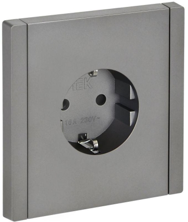 Розетка СП FORTE&PIANO FP513 16А с заземл. защ. шторки безвинт. крепл. сталь IEK FP-R14-16-1-K46