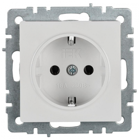 Розетка BRITE РС11-1-0-БрБ 16А с заземл. без защ. шторки механизм бел. IEK BR-R11-16-K01
