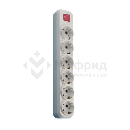 Колодка удлинителя 6-м 16А с заземл. с выкл. АБС-пластик бел. TOKOV ELECTRIC TKE-C01-KU6-ZV