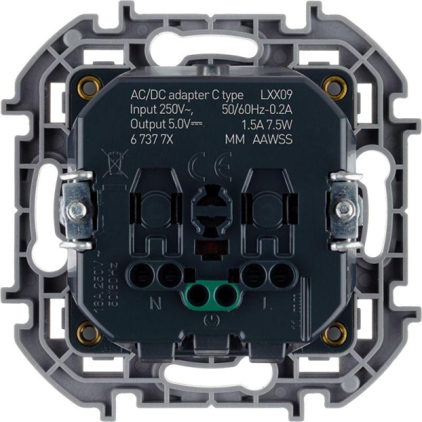 Розетка 1-м СП Inspiria 16А IP20 250В 2P+E немецк. стандарт с заряд. устройством USB тип C 1.5А 5В механизм антрацит IEK 673773 Розетка 1-м СП Inspiria 16А IP20 250В 2P+E немецк. стандарт с заряд. устройством USB тип C 1.5А 5В механизм антрацит IEK 673773