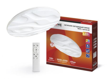 Светильник светодиодный COMFORT WAVE 55Вт 230В 3000-6500К 4400лм 400х70мм с пультом ДУ IN HOME 4690612034911 Светильник светодиодный COMFORT WAVE 55Вт 230В 3000-6500К 4400лм 400х70мм с пультом ДУ IN HOME 4690612034911