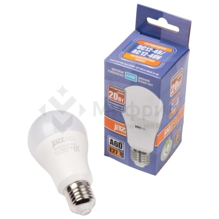 Лампа светодиодная низковольтная PLED-A60 MO 20Вт 6500К холод. бел. E27 12-48В AC/DC Pro JazzWay 5050655