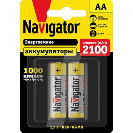 Аккумулятор AA/HR6 94 463 NHR-2100-HR6-BP2 (блист.2шт) Navigator 94463 Аккумулятор AA/HR6 94 463 NHR-2100-HR6-BP2 (блист.2шт) Navigator 94463