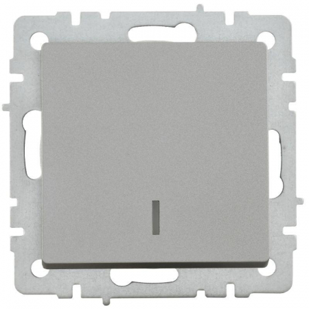 Выключатель 1-кл. СП BRITE ВС10-1-1-БрС 10А с индик. механизм сталь IEK BR-V10-1-10-K46