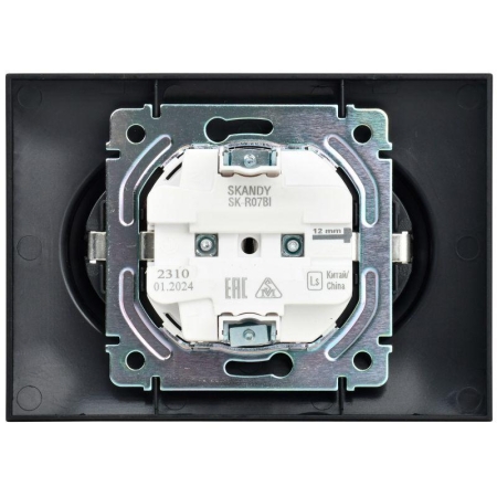 Розетка 2-м SKANDY 16А с заземл. защ. шторки в сборе SK-R07Bl черн. IEK SK-R24-16-K02-F