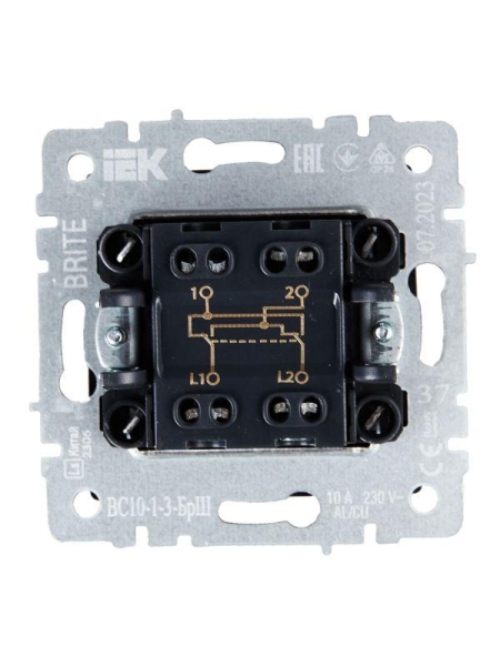 Выключатель перекрестный 1-кл. СП BRITE 10А ВС10-1-3-БрШ механизм шампань IEK BR-V13-0-10-K37