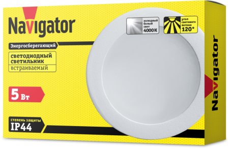 Светильник светодиодный 71 274 NDL-RP4-5W-840-WH-LED 5Вт 4000К IP44 бел. Navigator 71274