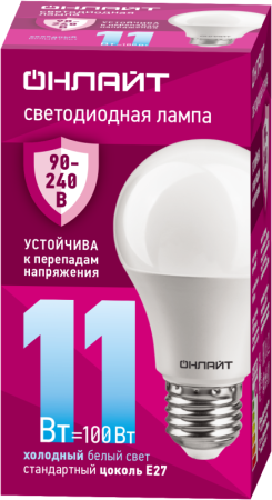 Лампа светодиодная 90 400 OLL-A55-11-230-6.5K-E27 (PRO 90-240В) ОНЛАЙТ 90400 Лампа светодиодная 90 400 OLL-A55-11-230-6.5K-E27 (PRO 90-240В) ОНЛАЙТ 90400