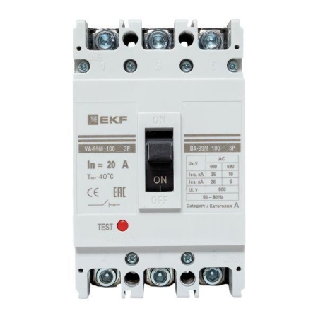 Выключатель автоматический 3п 100/20А 35кА ВА-99М PROxima EKF mccb99-100-20m Выключатель автоматический 3п 100/20А 35кА ВА-99М PROxima EKF mccb99-100-20m