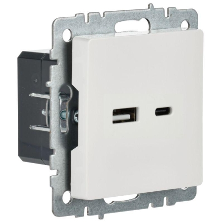 Розетка BRITE USB A+C 18Вт РЮ11-1-БрБ механизм бел. IEK BR-U22-018-K01