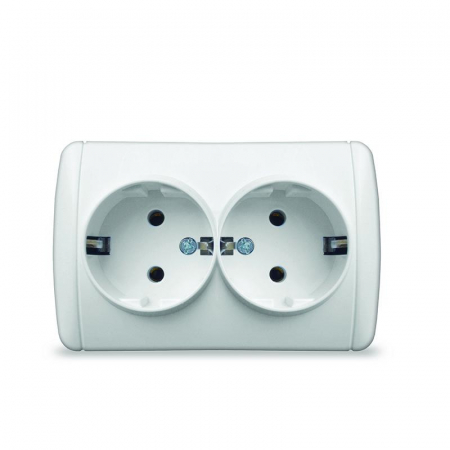 Розетка 2-м ОП Клио 16А IP44 с заземл. бел. UNIVersal К2231 Розетка 2-м ОП Клио 16А IP44 с заземл. бел. UNIVersal К2231