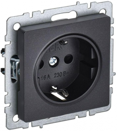 Розетка BRITE РС11-1-0-БрЧ 16А с заземл. без защ. шторки механизм черн. IEK BR-R11-16-K02 Розетка BRITE РС11-1-0-БрЧ 16А с заземл. без защ. шторки механизм черн. IEK BR-R11-16-K02