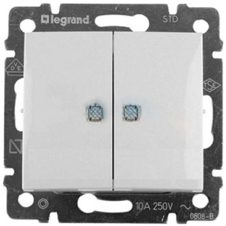Выключатель 2-кл. СП Valena 10А IP20 с индикацией механизм бел. (DIY-упак.) IEK 694278