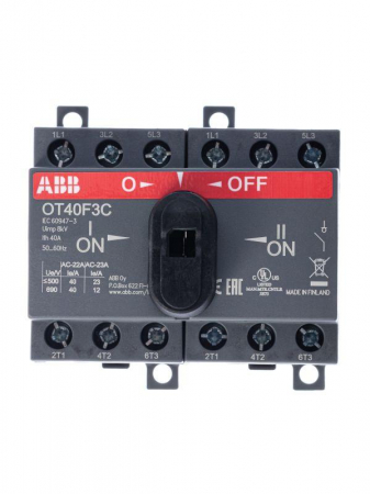 Рубильник реверсивный OT40F3C 40А (23А AC23) ABB 1SCA104913R1001 Рубильник реверсивный OT40F3C 40А (23А AC23) ABB 1SCA104913R1001