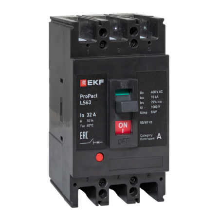 Выключатель автоматический 3п 32А 15кА LS63 ProPact EKF mccb-63-15-3-32-ls Выключатель автоматический 3п 32А 15кА LS63 ProPact EKF mccb-63-15-3-32-ls