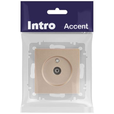 Розетка телевизионная одиночная TV СП Accent 6-301-04 IP20 шампань Intro Б0063609 Розетка телевизионная одиночная TV СП Accent 6-301-04 IP20 шампань Intro Б0063609