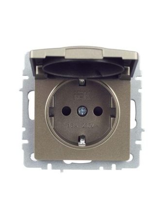 Розетка BRITE РСбш10-3-БрШ 16А IP20 с заземл. защ. шторки с крышкой механизм шампань IEK BR-R16-16-K37