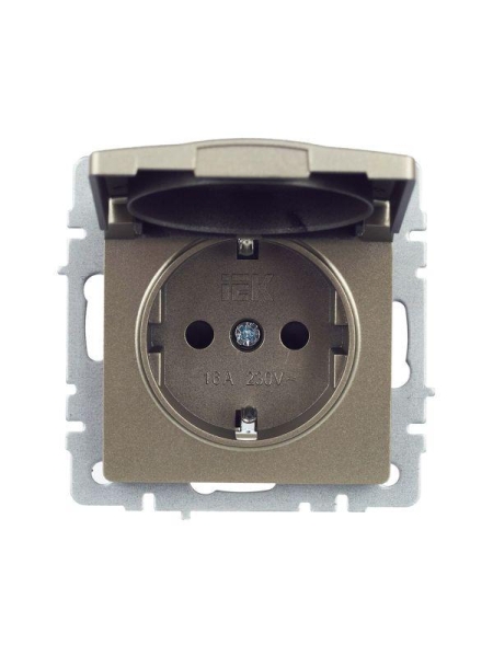 Розетка BRITE РСбш10-3-БрШ 16А IP20 с заземл. защ. шторки с крышкой механизм шампань IEK BR-R16-16-K37 Розетка BRITE РСбш10-3-БрШ 16А IP20 с заземл. защ. шторки с крышкой механизм шампань IEK BR-R16-16-K37