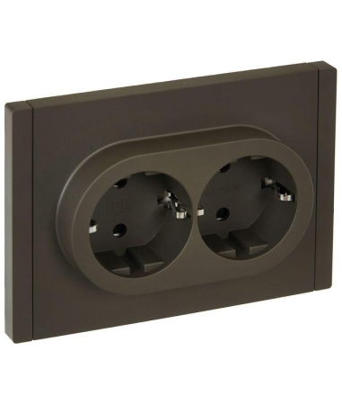 Розетка 2-м СП FORTE&PIANO FP323 16А с заземл. защ. шторки безвинт. крепл. сер. IEK FP-R24-16-1-K03