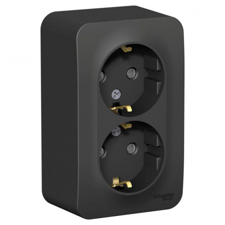 Розетка 2-м ОП Blanca 16А IP20 250В с заземл. защ. шторки с изолир. пластиной антрацит SE BLNRA011216 Розетка 2-м ОП Blanca 16А IP20 250В с заземл. защ. шторки с изолир. пластиной антрацит SE BLNRA011216