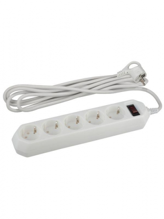 Удлинитель с сетевым фильтром 5х5м с заземл. 10А IP20 USF-5es-5m-W ПВС 3х0.75 с выкл. бел. Эра Б0019738 Удлинитель с сетевым фильтром 5х5м с заземл. 10А IP20 USF-5es-5m-W ПВС 3х0.75 с выкл. бел. Эра Б0019738