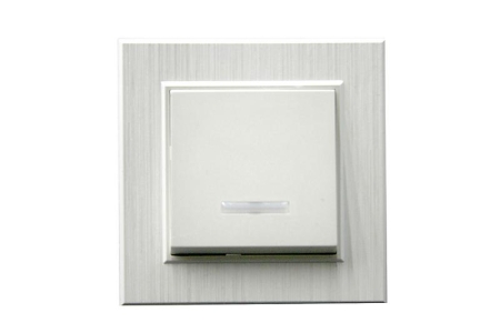 Выключатель 1-клав. с подсветкой Karea LINE STAR жемчуж. Makel 86100021