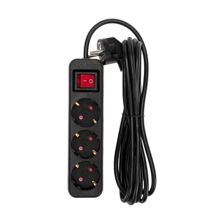 Удлинитель 3х3м с заземл. STANDARD 3х1кв.мм с выкл. черн. Rexant 13-4019 Удлинитель 3х3м с заземл. STANDARD 3х1кв.мм с выкл. черн. Rexant 13-4019