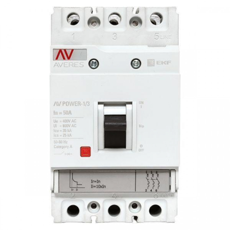 Выключатель автоматический 3п 50А 35кА AV POWER-1/3 TR AVERES EKF mccb-13-50-TR-av Выключатель автоматический 3п 50А 35кА AV POWER-1/3 TR AVERES EKF mccb-13-50-TR-av