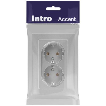 Розетка 2-м СП Accent 6-205-03 16А IP20 250В 2P+E Schuko AL/CU алюм. Intro Б0063490 Розетка 2-м СП Accent 6-205-03 16А IP20 250В 2P+E Schuko AL/CU алюм. Intro Б0063490
