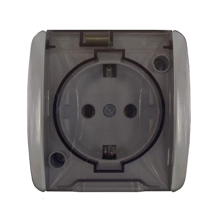 Розетка 1-м ОП Клио 16А IP54 с заземл. с прозр. крышкой сер. UNIVersal К2229-Gr Розетка 1-м ОП Клио 16А IP54 с заземл. с прозр. крышкой сер. UNIVersal К2229-Gr
