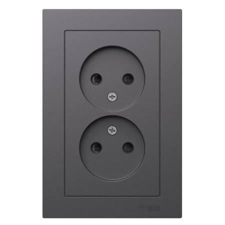 Розетка двойная AtlasDesign без заземл. со шторками16А в сборе базальт SE ATN001422 Розетка двойная AtlasDesign без заземл. со шторками16А в сборе базальт SE ATN001422