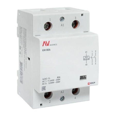 Контактор модульный КМ 80А 2NО 230В AC (3 мод.) AVERES EKF km-av-3-80-20-230V Контактор модульный КМ 80А 2NО 230В AC (3 мод.) AVERES EKF km-av-3-80-20-230V