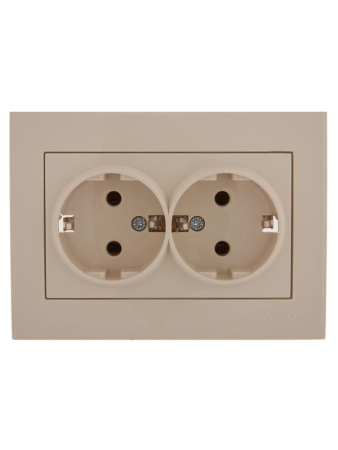 Розетка 2-м СП Rain с заземл. керамика крем. LEZARD 703-0303-127 Розетка 2-м СП Rain с заземл. керамика крем. LEZARD 703-0303-127