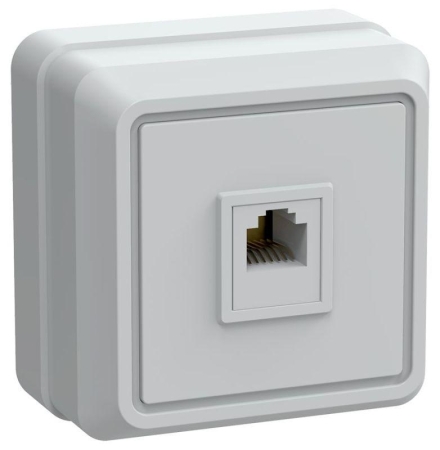 Розетка телефонная 1-м ОП Октава РТ20-ОБ IP20 бел. GENERICA ETO10-K01-DC