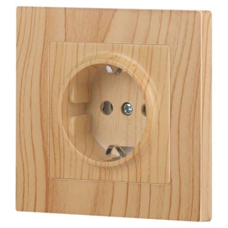 Розетка 1-м СП Accent 6-202-11 16А IP20 250В 2P+E Schuko сосна Intro Б0063706 Розетка 1-м СП Accent 6-202-11 16А IP20 250В 2P+E Schuko сосна Intro Б0063706