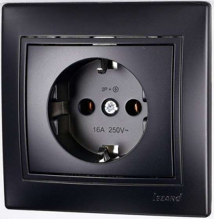 Розетка 1-м СП Mira с заземл. керамика черн. бархат LEZARD 701-4242-122 Розетка 1-м СП Mira с заземл. керамика черн. бархат LEZARD 701-4242-122