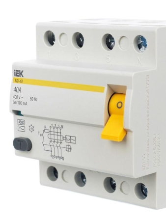 Выключатель дифференциального тока (УЗО) 4п 40А 100мА тип AC ВД1-63 KARAT IEK MDV10-4-040-100 Выключатель дифференциального тока (УЗО) 4п 40А 100мА тип AC ВД1-63 KARAT IEK MDV10-4-040-100