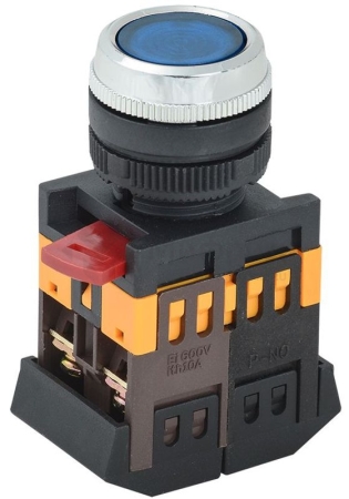 Кнопка ABLFS-22 d22мм 1НО+1НЗ 240В неон син. GENERICA BBT30-ABLFS-K07