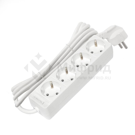 Удлинитель 4х3м с заземл. 16А IP20 3.5кВт ПВС 3х1 бел. DOMTOK 2396